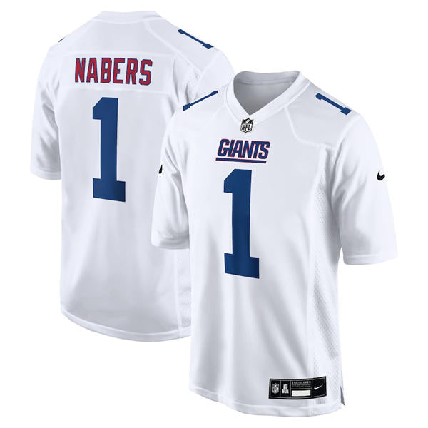 Men’s New York Giants #1 Malik Nabers Nike Tundra White Fashion Jersey
