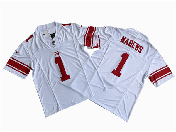 Men’s New York Giants #1 Malik Nabers Nike White Vapor Untouchable Limited Jersey