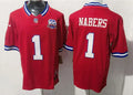 Men’s New York Giants #1 Malik Nabers Red 100TH Replic Limited Jersey