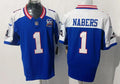 Men’s New York Giants #1 Malik Nabers Royal White Gratitude Limited Jersey