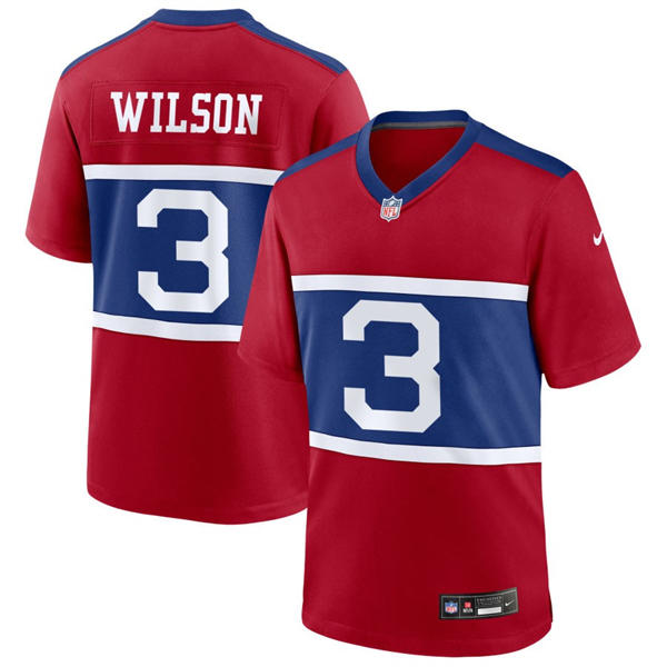 Men’s New York Giants #3 Russell Wilson Century Red 100TH Season Commemorative Jersey