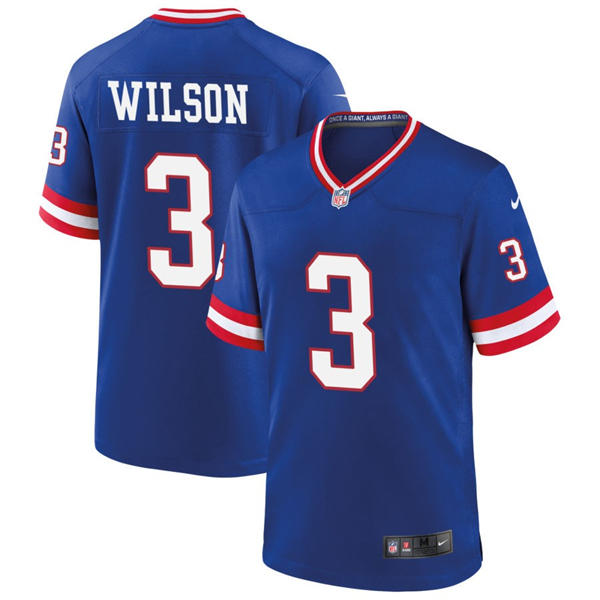 Men’s New York Giants #3 Russell Wilson Nike Royal Classic Limited Jersey