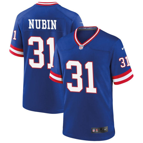 Men’s New York Giants #31 Tyler Nubin Nike Royal Classic Limited Jersey