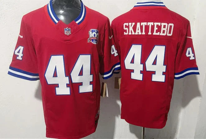 Men’s New York Giants #44 Cam Skattebo Red 100TH Replic Limited Jersey