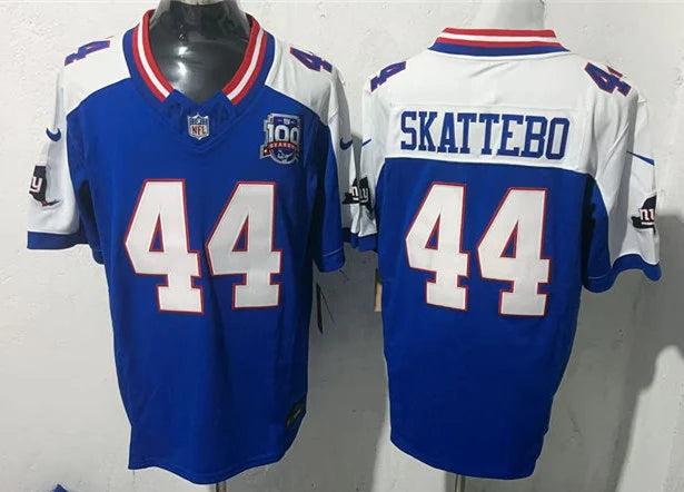 Men’s New York Giants #44 Cam Skattebo Royal White Gratitude Limited Jersey