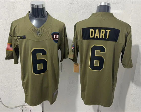 Men’s New York Giants #6 Jaxson Dart Nike 2025 Salute to Service Limited Jersey – Olive