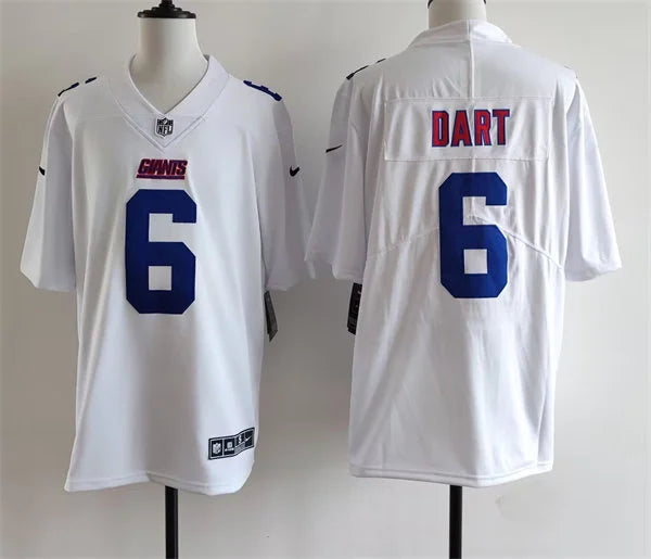 Men’s New York Giants #6 Jaxson Dart  Nike Tundra White Fashion Game Jersey