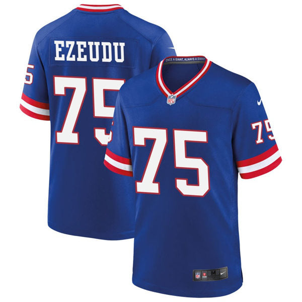Men’s New York Giants #75 Joshua Ezeudu Nike Royal Classic Limited Jersey