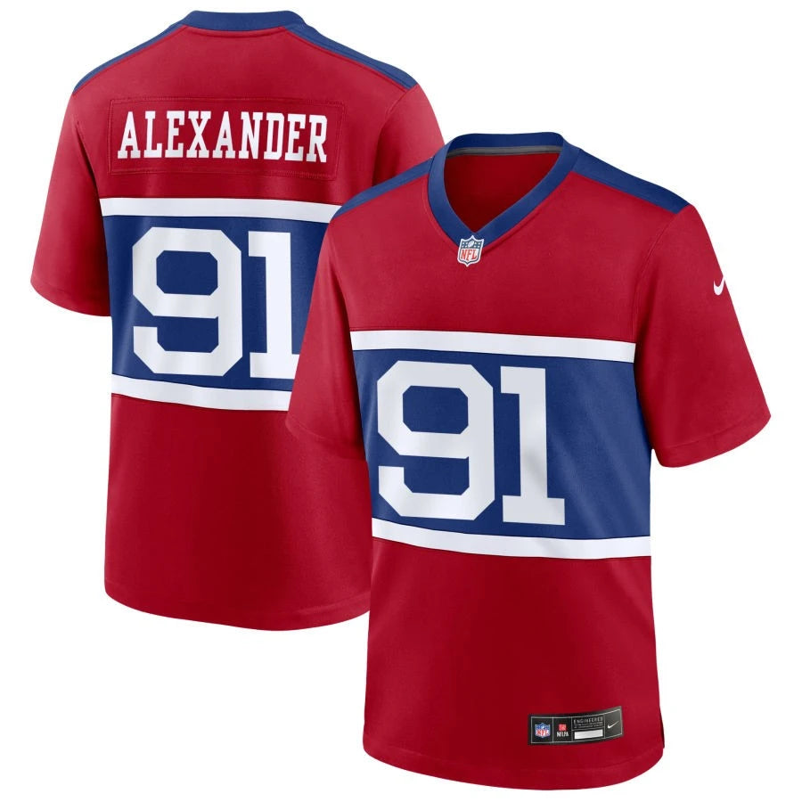 Men’s New York Giants #91 Darius Alexander Nike Century Red Alternate Vapor F.U.S.E. Limited Jersey