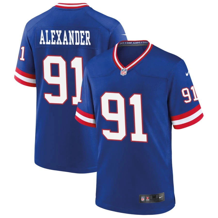 Men’s New York Giants #91 Darius Alexander Nike Royal Classic Limited Jersey