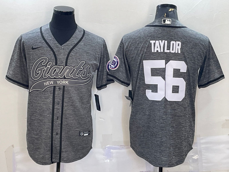 Men’s New York Giants Lawrence Taylor #56 Gray Jersey Joint Edition