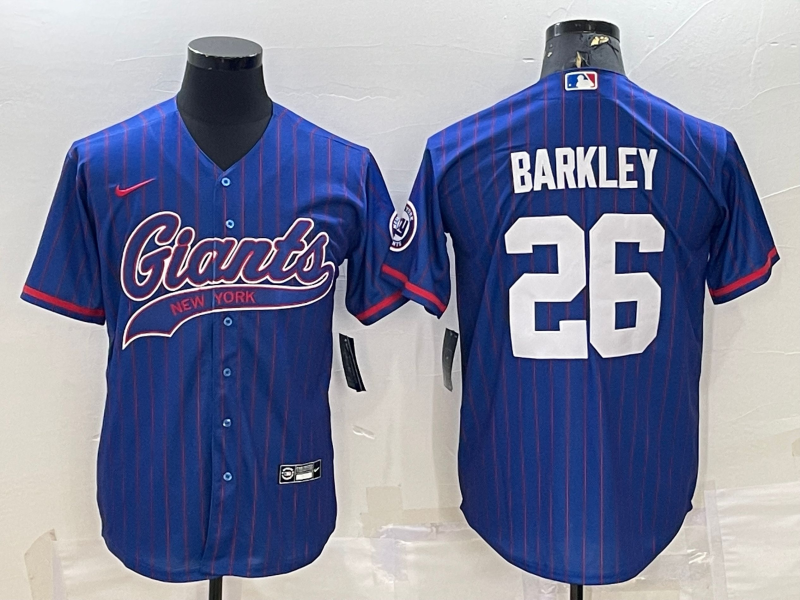 Men’s New York Giants Saquon Barkley #26 Blue Jersey Joint Edition