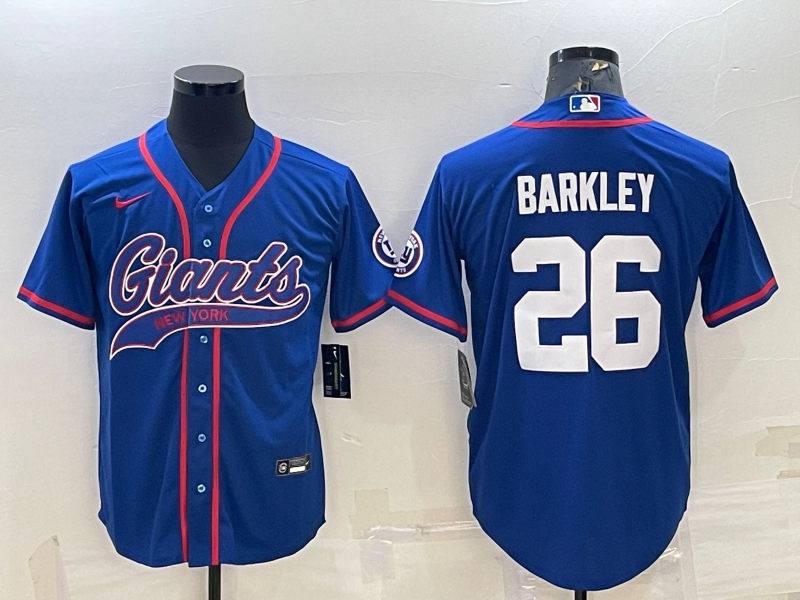 Men’s New York Giants Saquon Barkley #26 Blue Jersey Joint Edition