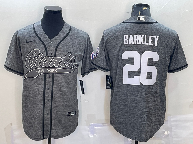 Men’s New York Giants Saquon Barkley #26 Gray Jersey Joint Edition