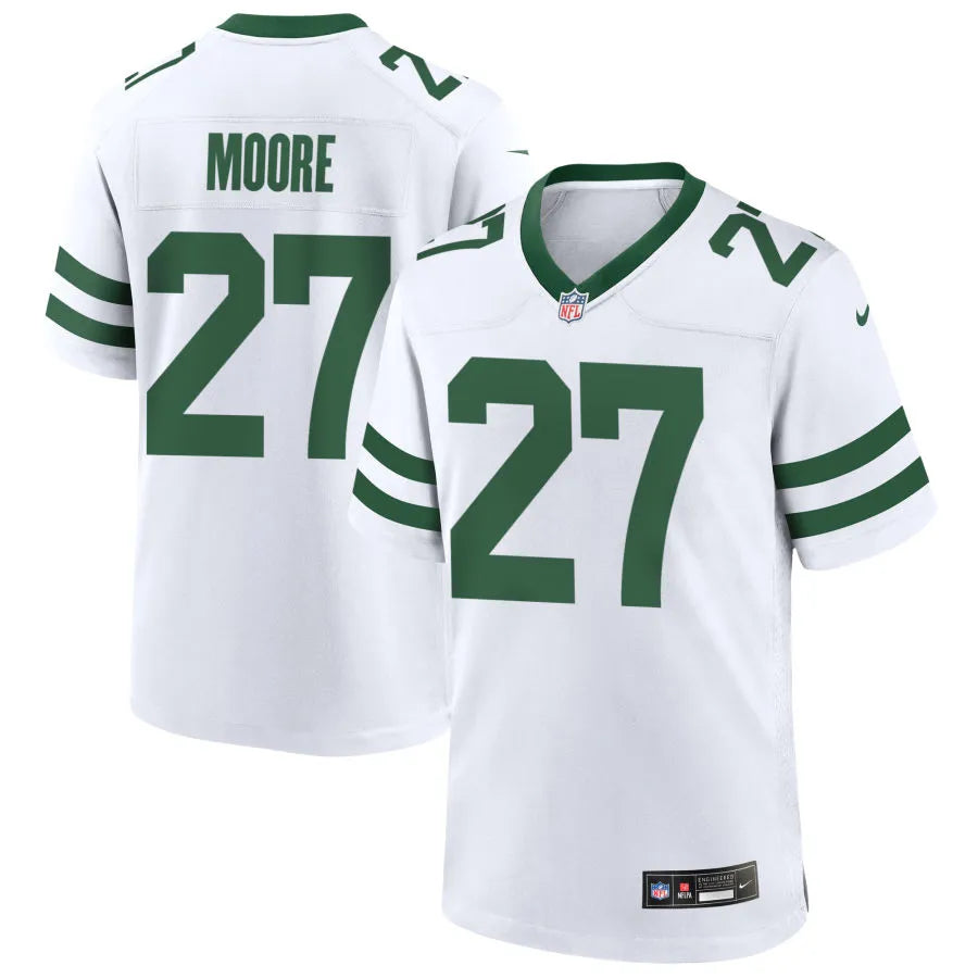 Men’s New York Jets #27 Malachi Moore Nike White Vapor Legacy F.U.S.E. Limited Jersey