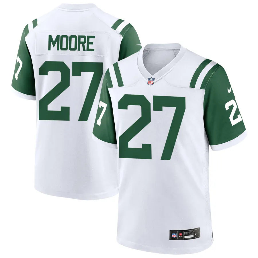 Men’s New York Jets #27 Malachi Moore White Alternate Classic Limited Jersey