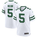 Mens New York Jets #5 Garrett Wilson Nike White Legacy 2023 Vapor F.U.S.E. Limited Jersey