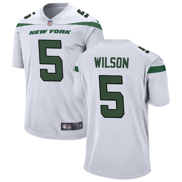 Men’s New York Jets #5 Garrett Wilson Nike White Vapor Limited Jersey