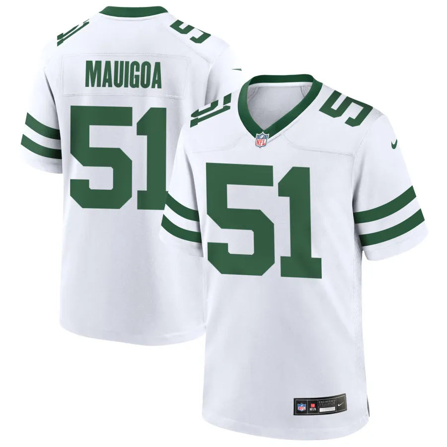 Men’s New York Jets #51 Francisco Mauigoa Nike White Vapor Legacy F.U.S.E. Limited Jersey