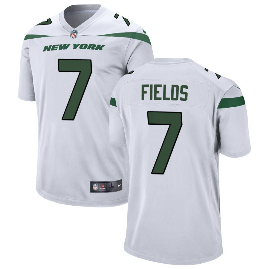 Men’s New York Jets #7 Justin Fields Nike Home White Vapor Limited Jersey