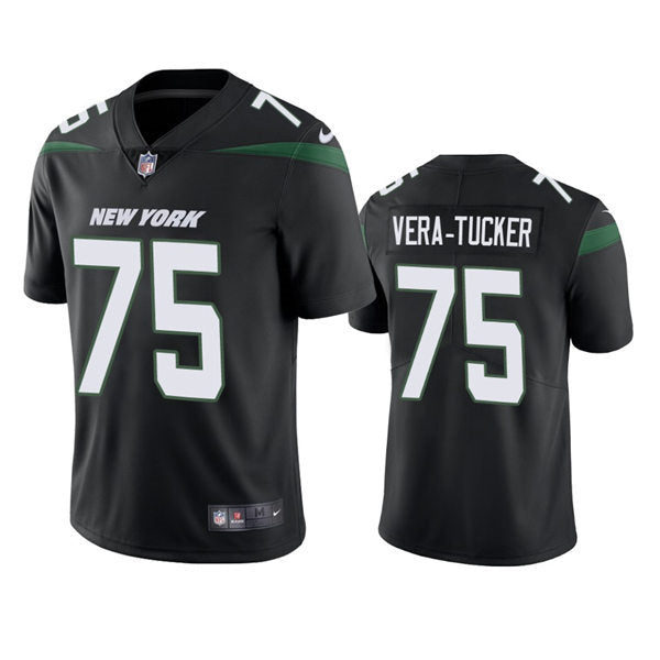 Men’s New York Jets #75 Alijah Vera-Tucker Nike Stealth Black Alternate Limited Jersey