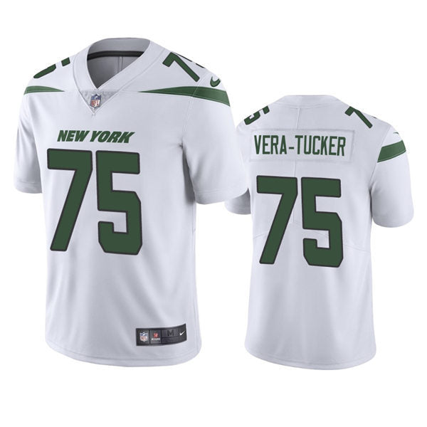 Men’s New York Jets #75 Alijah Vera-Tucker Nike White Vapor Untouchable Limited Jersey