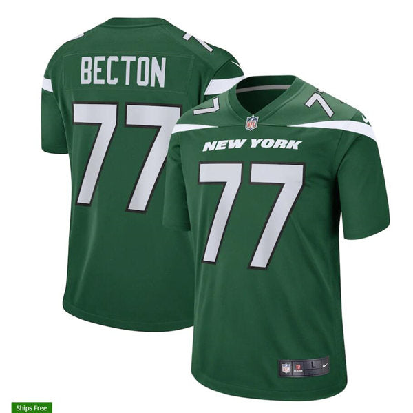 Men’s New York Jets #77 Mekhi Becton Green Nike NFL Vapor Limited Jersey