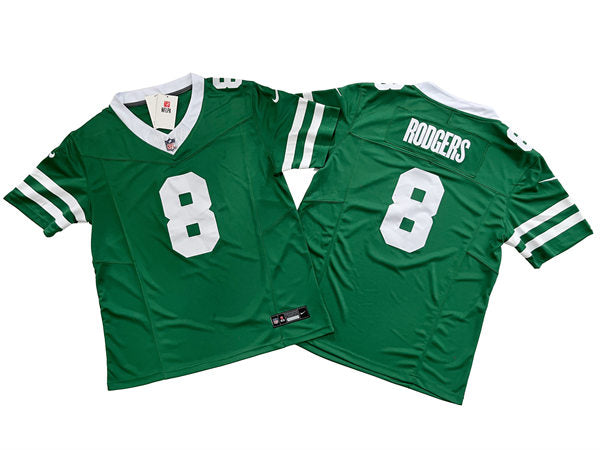 Men’s New York Jets #8 Aaron Rodgers Nike Green Legacy Game Jersey