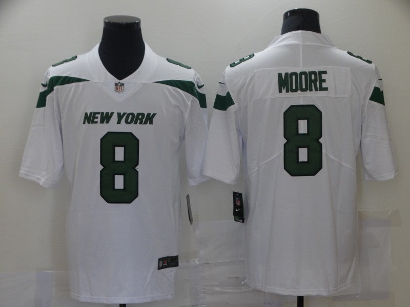 Men’s New York Jets Elijah Moore #8 White Jersey