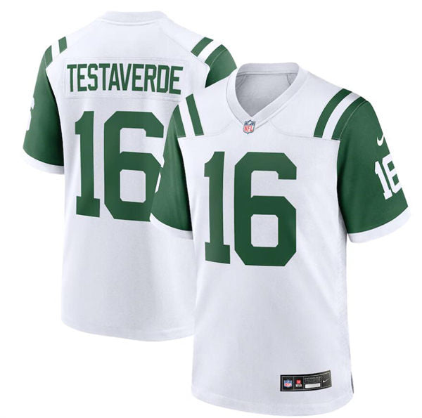 Men’s New York Jets Retired Player #16 Vinny Testaverde White Alternate Classic Jersey