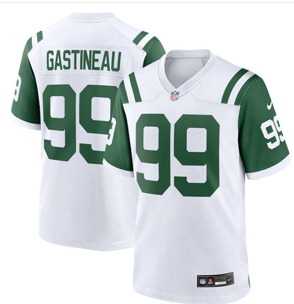 Men’s New York Jets Retired Player #99 Mark Gastineau White Alternate Classic Jersey