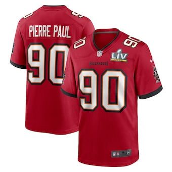 Men’s Nike #90 Jason Pierre-Paul Red Tampa Bay Buccaneers Super Bowl LV Game Jersey