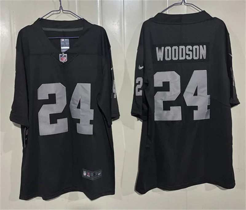 Men’s Oakland Raiders #24 Charles Woodson Nike Black Vapor Limited Jersey