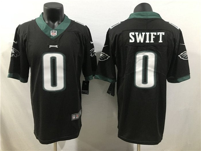 Mens Philadelphia Eagles #0 D’Andre Swift Nike Black Vapor Limited Player Jersey