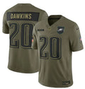 Mens Philadelphia Eagles #20 Brian Dawkins Nike 2025 Salute to Service Retired Limited Jersey – Olive