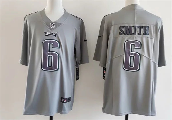 Mens Philadelphia Eagles #6 DeVonta Smith Nike Atmosphere Fashion Game Jersey – Gray