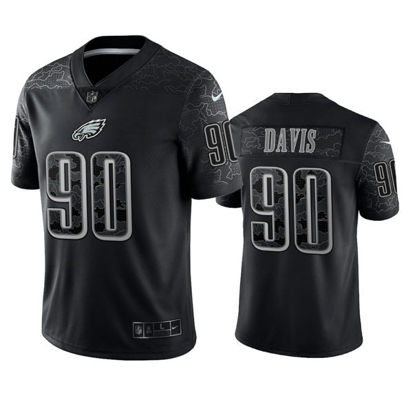 Men’s Philadelphia Eagles #90 Jordan Davis Black Rflctv Limited  Jersey