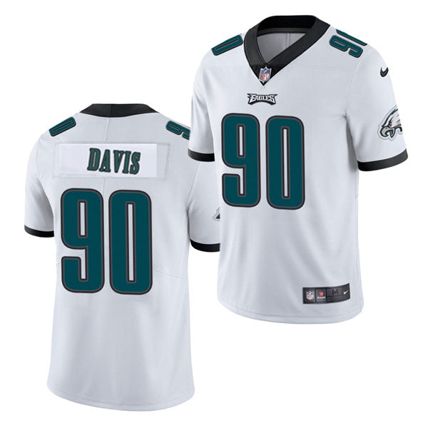 Men’s Philadelphia Eagles #90 Jordan Davis Nike White Vapor Limited Jersey