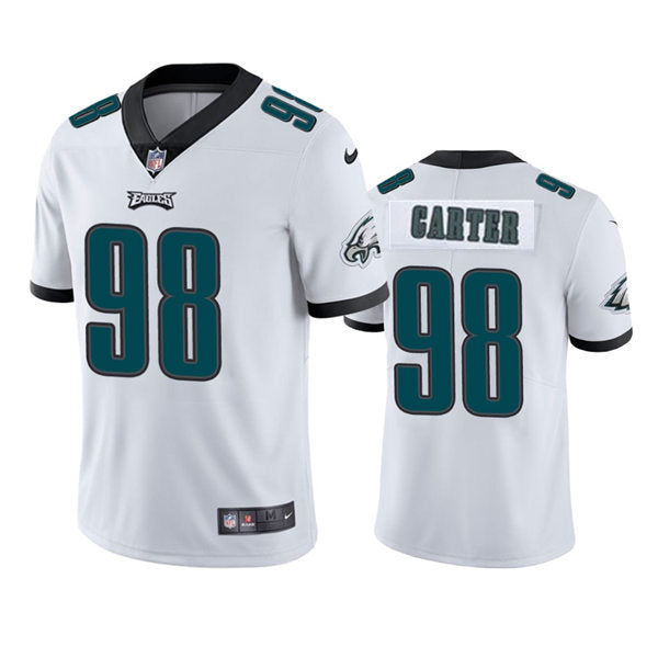 Mens Philadelphia Eagles #98 Jalen Carter Nike White Vapor Limited Player Jersey