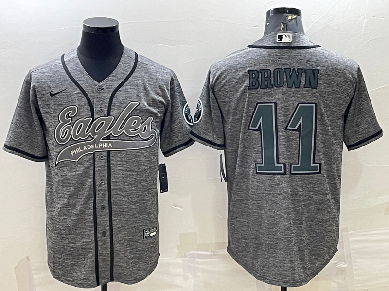 Men’s Philadelphia Eagles A.J. Brown #11 Gray Jersey Joint Edition