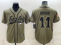 Men’s Philadelphia Eagles A.J. Brown #11 Olive 2022 Salute To Service Limited Jersey Joint Edition