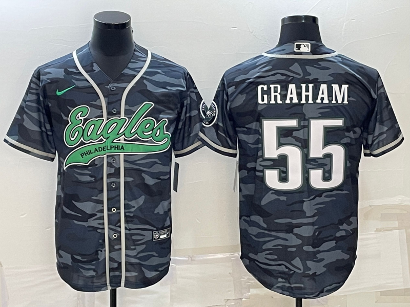Men’s Philadelphia Eagles Brandon Graham #55 Grey Camouflage Jersey Joint Edition