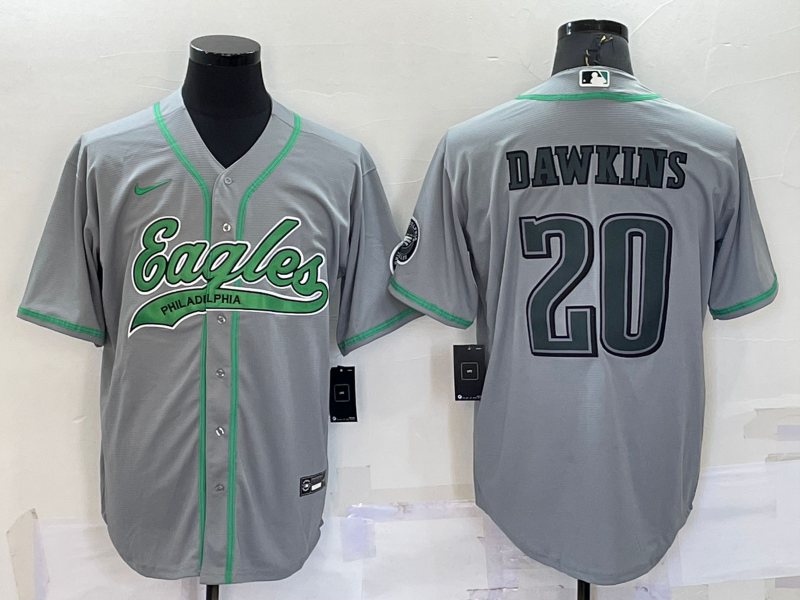 Men’s Philadelphia Eagles Brian Dawkins #20 Gray Jersey Joint Edition