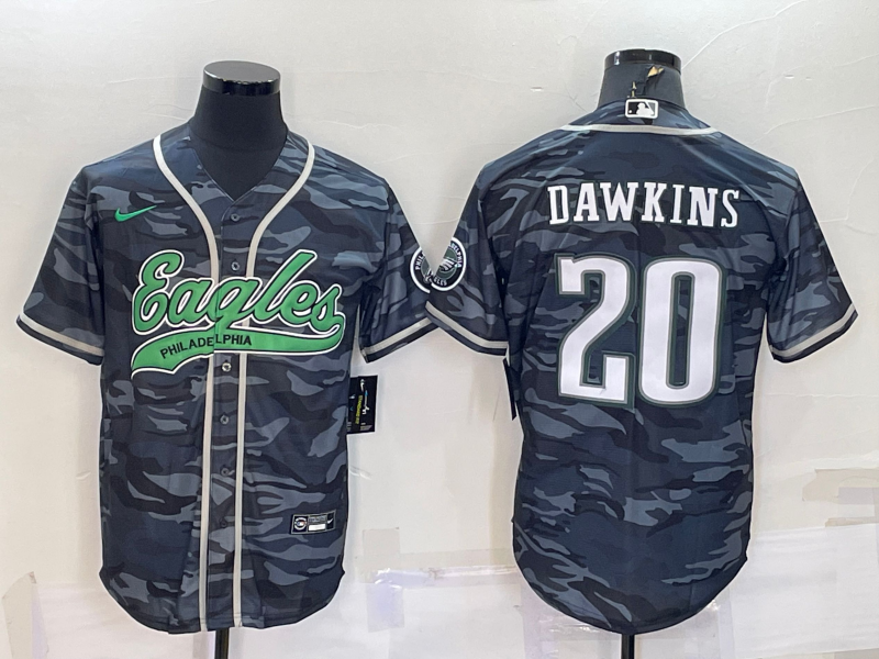 Men’s Philadelphia Eagles Brian Dawkins #20 Grey Camouflage Jersey Joint Edition