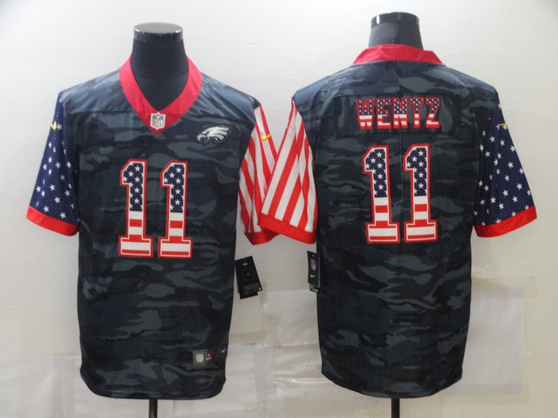 Men’s Philadelphia Eagles Carson Wentz #11 Grey Camouflage Jersey