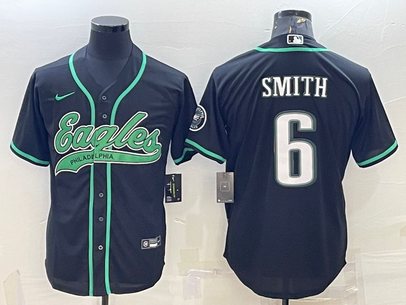Men’s Philadelphia Eagles DeVonta Smith #6 Black Jersey Joint Edition