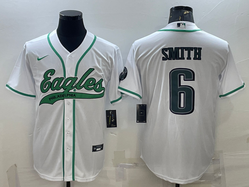 Men’s Philadelphia Eagles DeVonta Smith #6 White Jersey Joint Edition
