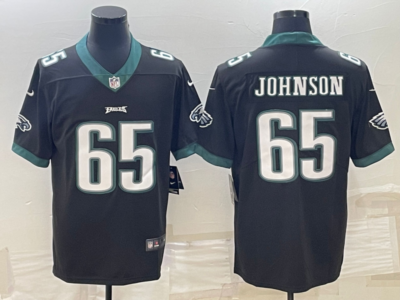 Men’s Philadelphia Eagles Fred Johnson #65 Black Jersey