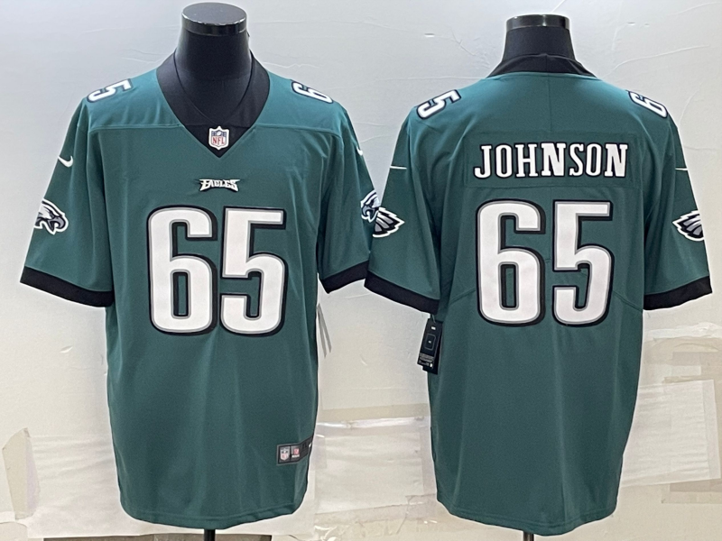 Men’s Philadelphia Eagles Fred Johnson #65 Midnight Green Jersey