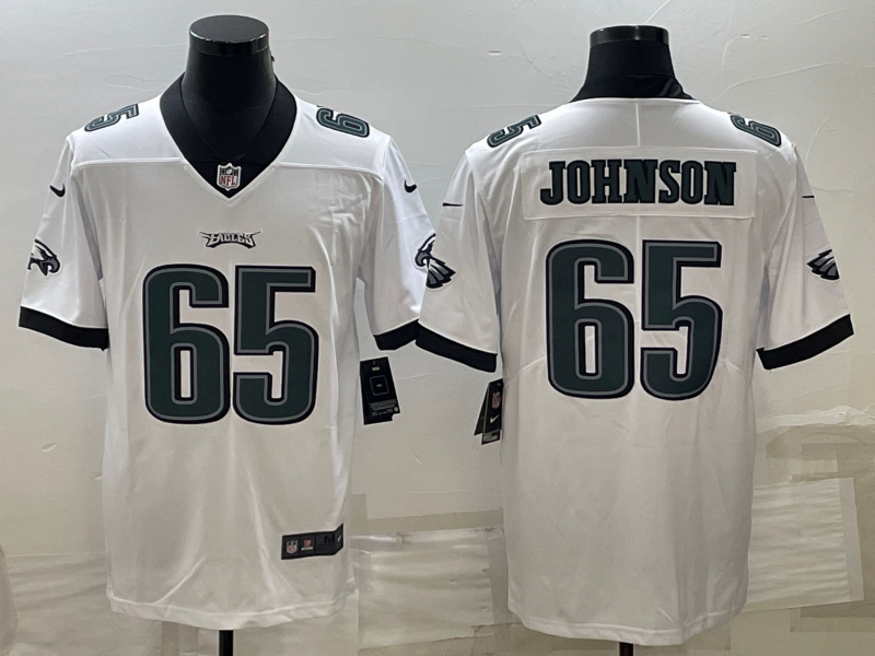 Men’s Philadelphia Eagles Fred Johnson #65 White Jersey